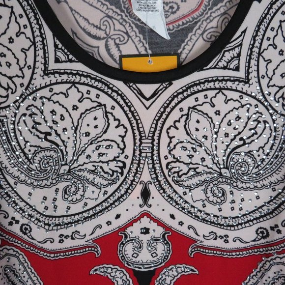 Ella Samani* Women's 3/4 Sleeve Boat Neck Curved Hem BOHO Design Blouse~ Size XL - Picture 10 of 10